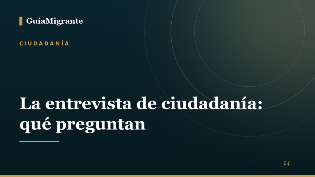 Portada de la guía «La entrevista de ciudadanía: qué preguntan» de GuíaMigrante