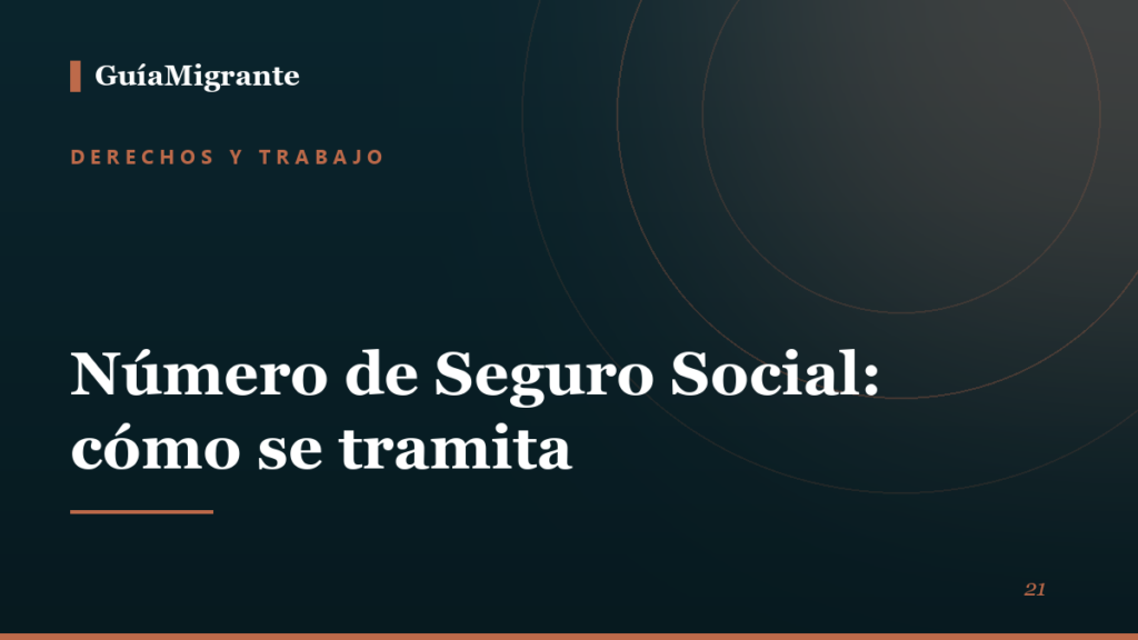 Portada de la guía «Número de Seguro Social: cómo se tramita» de GuíaMigrante